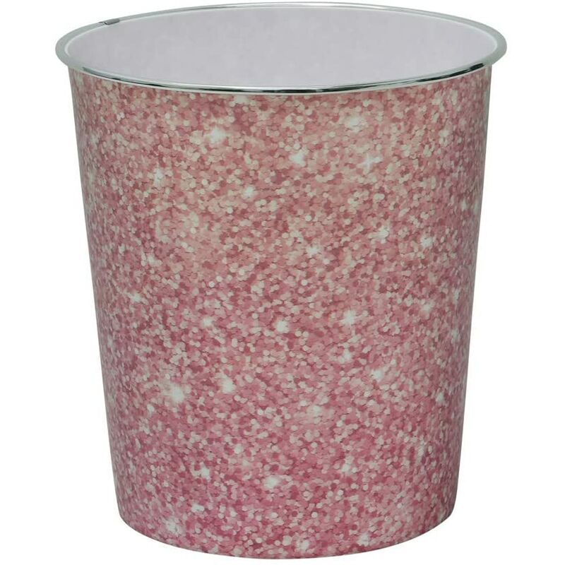 JVL - Small Pink Sparkle Waste Paper Bin, 24.5cm x 26.5cm approx
