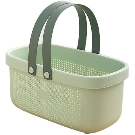 Small plastic shower/bathtub organizer with handle for dorm shelf - Can hold soap, shampoo, conditioner, combs, brushes