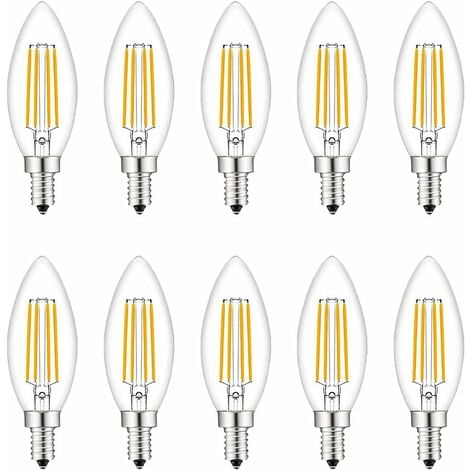 TINOR Small Screw in LED Light Bulbs, 10 Pack E14 Candle Bulbs Dimmable, Light Bulbs 40W E14/SES Equivalent, 220V, Warm White 2700K, FanciBuy