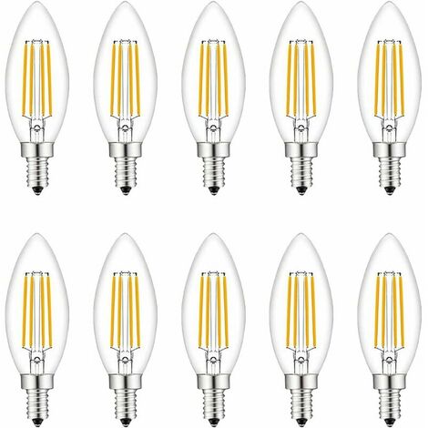 Small Screw in LED Light Bulbs, 10 Pack E14 Candle Bulbs Dimmable, Light Bulbs 40W E14/SES Equivalent, 220V, Warm White 2700K, FanciBuy