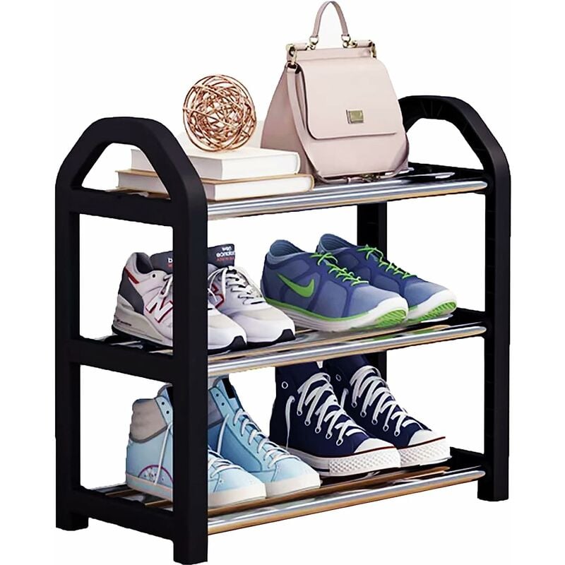 Hiasdfls - Small Shoe Cabinet, 3 Tier Shoe Rack, Mini Shoe Rack, Narrow Shoe Rack Organizer for Closet Entryway and Hallway 45 x 19 x 40cm