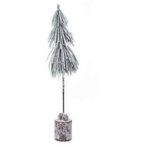 Small Snowy Tree in Wood Log - Plastic - Height 35 cm - Brown