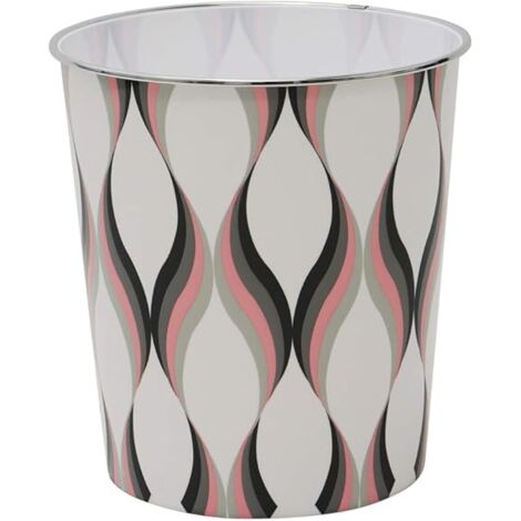Small Spiral Waste Paper Bin, Light Pink/Grey