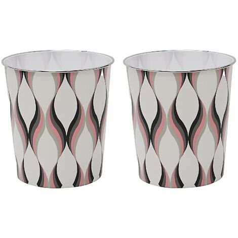 Small Spiral Waste Paper Bin, Light Pink/Grey, Set of 2