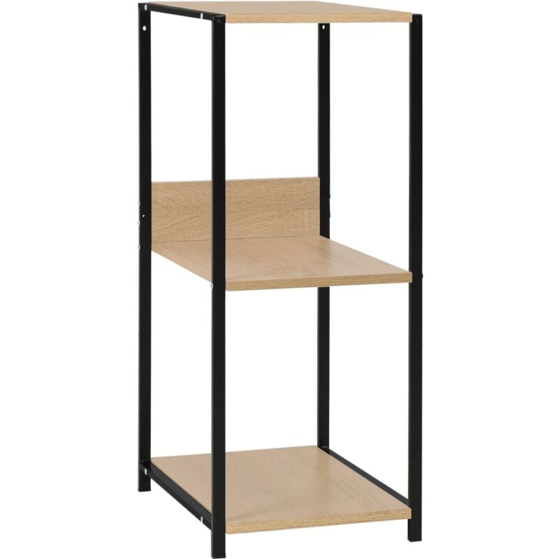 Small Straight Book Shelf Black and Oak 33.5x39.6x79.7 cm Engineered Wood Vidaxl