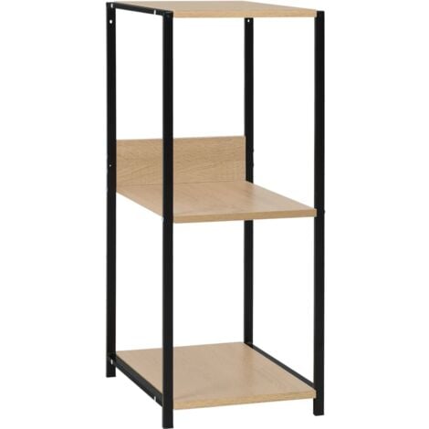 Small Straight Book Shelf Black and Oak 33.5x39.6x79.7 cm Engineered Wood vidaXL