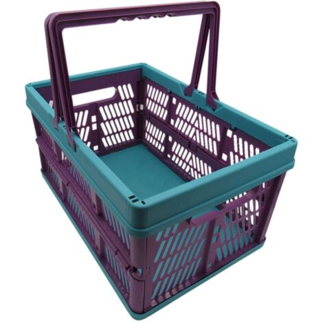 Small Strong Multipurpose Folding Plastic Shopping Basket - 30 X 20CM Collapsible Storage Crates