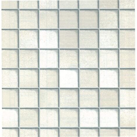 Small Tile Effect Self Adhesive Film Fablone White Silver Sticky Back Vinyl