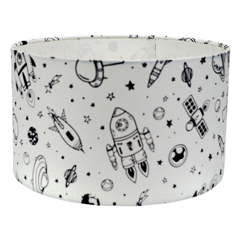 Small Tom the spaceman Fabric - Tetron Cotton Multicolour Drum and B22 gls led 10W Warm White 3000K Bulb