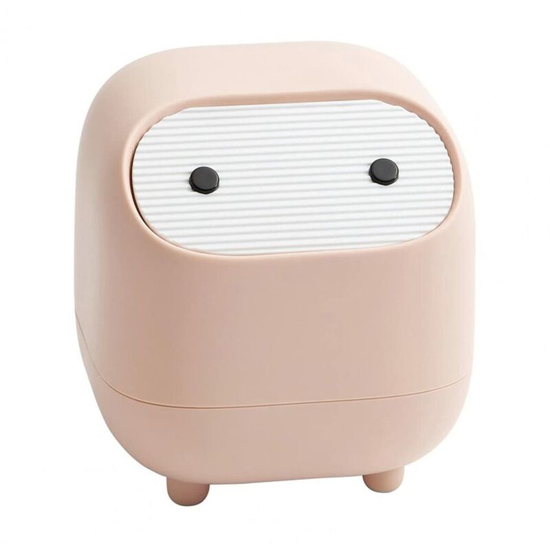 Small Trash Can Cute Ninja Office Trash Can with Lid Bedroom Trash Can Trash Can for Home Bedroom Office (Pink)