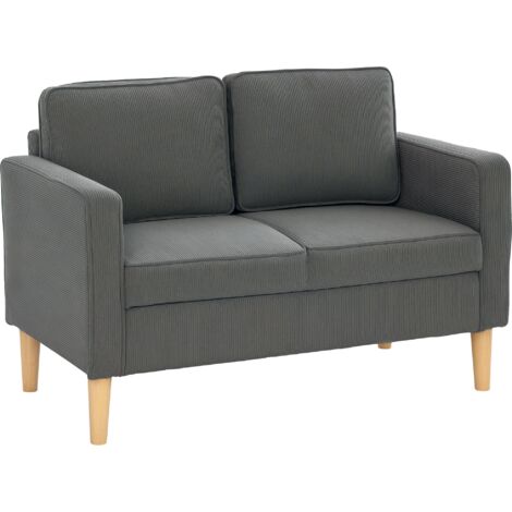 Small Two-Seater Corduroy Sofa - Grey