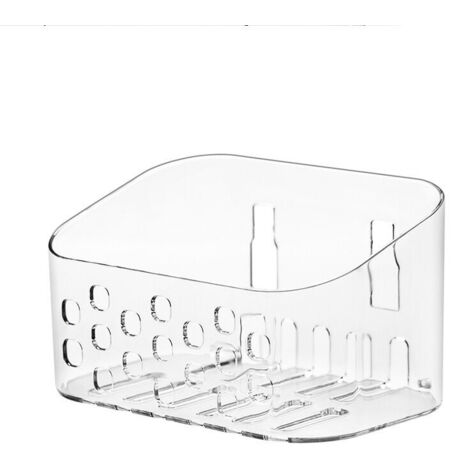 Small wall-mounted shower basket without drilling for bathroom and kitchen, clear plastic