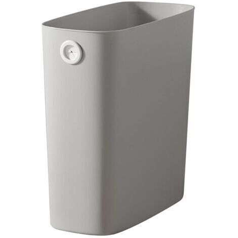 Small Waste Bin, Slim Plastic Waste Bin, Rectangular Bin for Bedroom, Bathroom, Office, Kitchen (Grey)