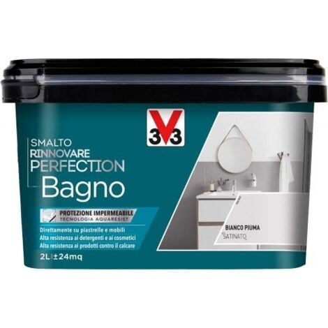 SMALTO ACQUA V33 RINNOVATORE SUPERFICIE BAGNO BIANCO PIUMA SATINATO 2 LT (02146)