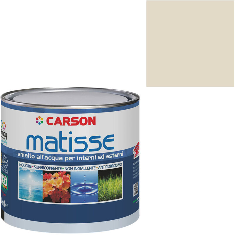 Image of Colorificio Carson - Smalto acrilico all'acqua certificato haccp interni esterni universale Carson Matisse Colore Ral 1013 Bianco perla - Lattaggio
