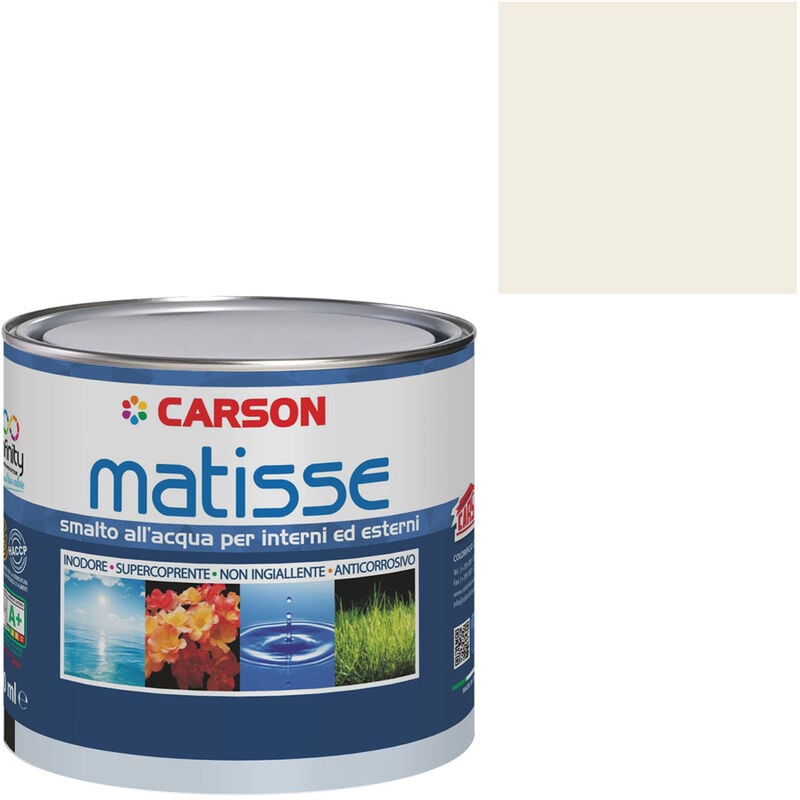 Image of Colorificio Carson - Smalto acrilico all'acqua certificato haccp interni esterni universale Carson Matisse Colore Bianco - Lattaggio 2,5 lt