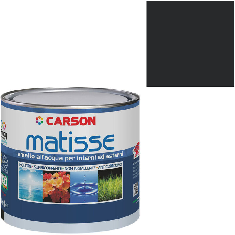 Image of Colorificio Carson - Smalto acrilico all'acqua certificato haccp interni esterni universale Carson Matisse Colore ral 9011 Nero Grafite - Lattaggio