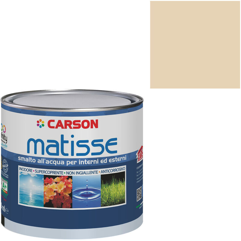 Image of Smalto acrilico all'acqua certificato haccp interni esterni universale Carson Matisse Colore Ral 1015 Avorio chiaro - Lattaggio 2,5 lt - Finitura