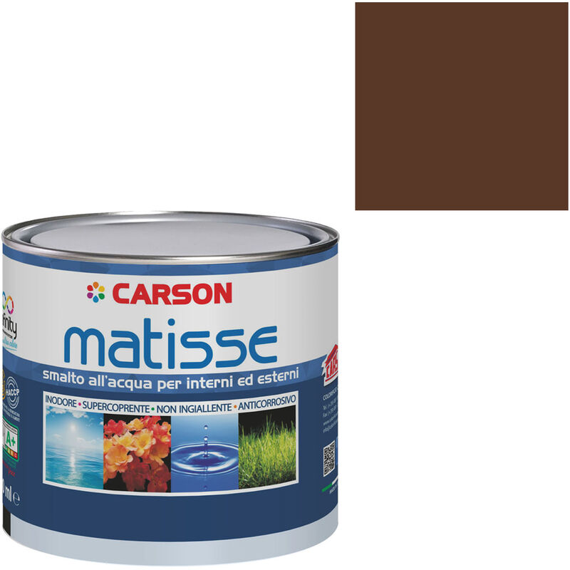 Image of Colorificio Carson - Smalto acrilico all'acqua certificato haccp interni esterni universale Carson Matisse Colore Ral 8011 Marrone noce - Lattaggio