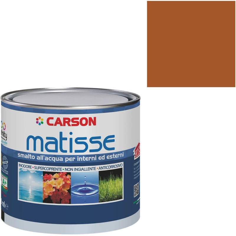 Image of Colorificio Carson - Smalto acrilico all'acqua certificato haccp interni esterni universale Carson Matisse Colore Ral 8023 Marrone chiaro - Lattaggio