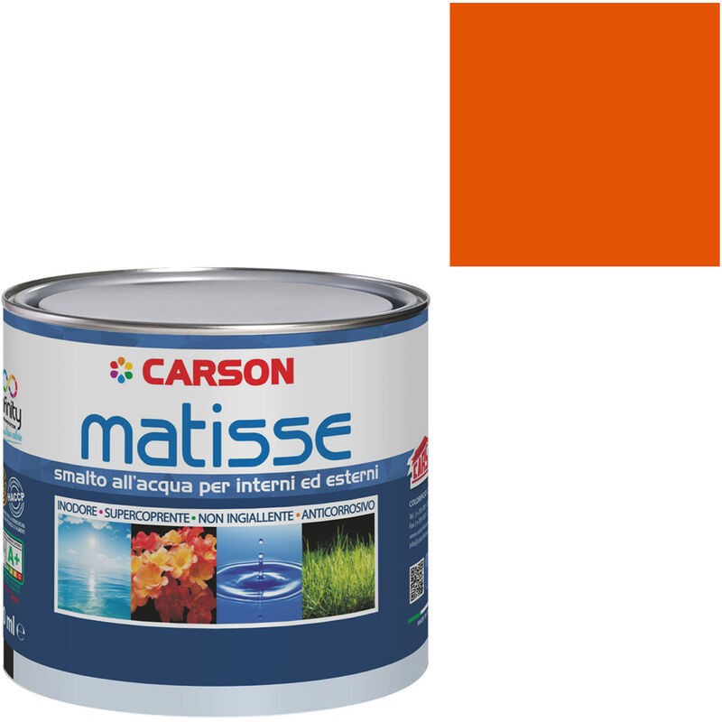 Image of Colorificio Carson - Smalto acrilico all'acqua certificato haccp interni esterni universale Carson Matisse Colore Ral 2004 Arancio puro - Lattaggio