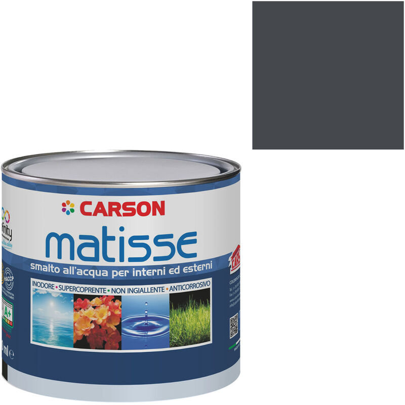 Image of Colorificio Carson - Smalto acrilico all'acqua certificato haccp interni esterni universale Carson Matisse Colore ral 7024 Grigio Grafite - Lattaggio