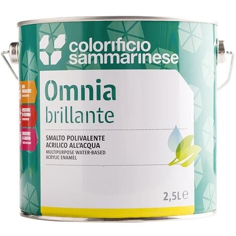 Smalto ad Acqua Finitura Bianco Lucida e Versatile per Interni ed Esterni "omnia" 0,750