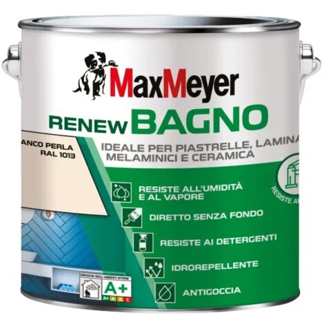 smalto all'acqua bagno max meyer "renew" bianco perla 2 lt