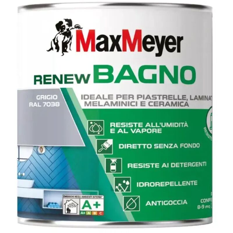 Smalto All'acqua Bagno Max Meyer Renew' Grigio 0,75 Lt