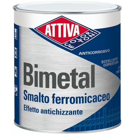 ATTIVA BOERO Smalto anticorrosivo effetto antichizzato bimetal grigio ghisa 21 lt.0,75 Grana media