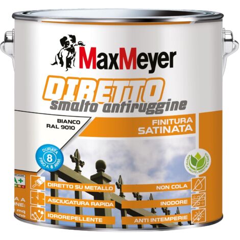 Smalto MaxMeyer diretto antiruggine satinato 2 lt bianco