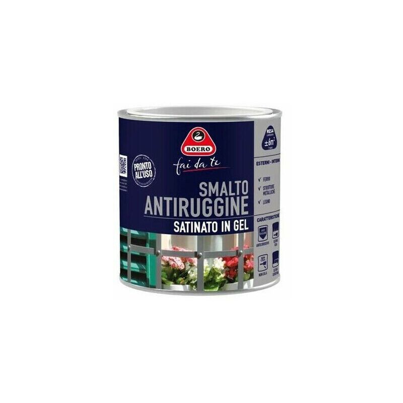 Smalto Pittura Antiruggine Satinato in Gel non Cola Interno Esterno 972 Boero Formato: 0,5 l - Colori: Blu Pullman