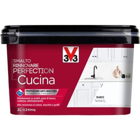 SMALTO RINNOVATORE V33 PER CUCINA COLORE BIANCO SATINATO CONFEZIONE 2 LT (02138)