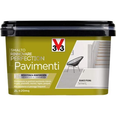 SMALTO RINNOVATORE V33 PER PAVIMENTI BIANCO PIUMA SATINATO CONFEZIONE 2 LT 02154