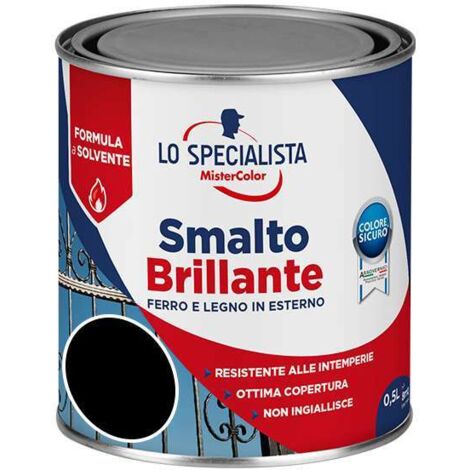 SMALTO SOLVENTE BRILLANTE NERO LT0,5  | PZ