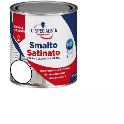 smalto solvente satinato 0,5 lt. bianco