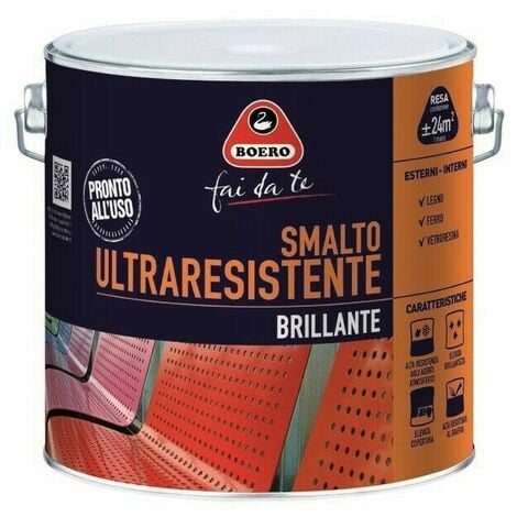 Smalto Ultraresistente Brillante Vernice Legno Ferro Salsedine Esterno 950 Boero - Formato: 0,5 L - Colori: Bianco Ghiaccio