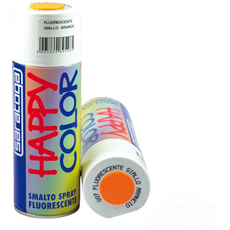 SMALTO VERNICE SPRAY HAPPY COLOR FLUORESCENTE GIALLO ARANCIO 400ml SARATOGA
