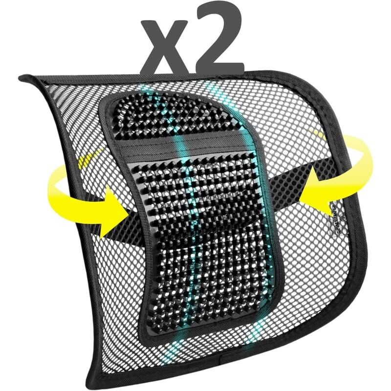 SMAMS Dossier lombaire pour siège de bureau ou voiture avec maille super tendue et perles de massage, corrige la posture et soulage la douleur