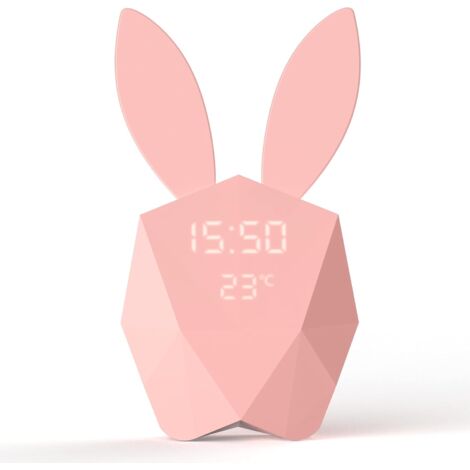 Smart and Connected Alarm Clock with Motion Detector - Portable Design Night Light - Pink