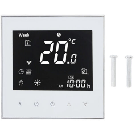 Smart Boiler Heating Thermostat WIFI APP Voice Control LCD Touch Screen Programmable White 95‑240V