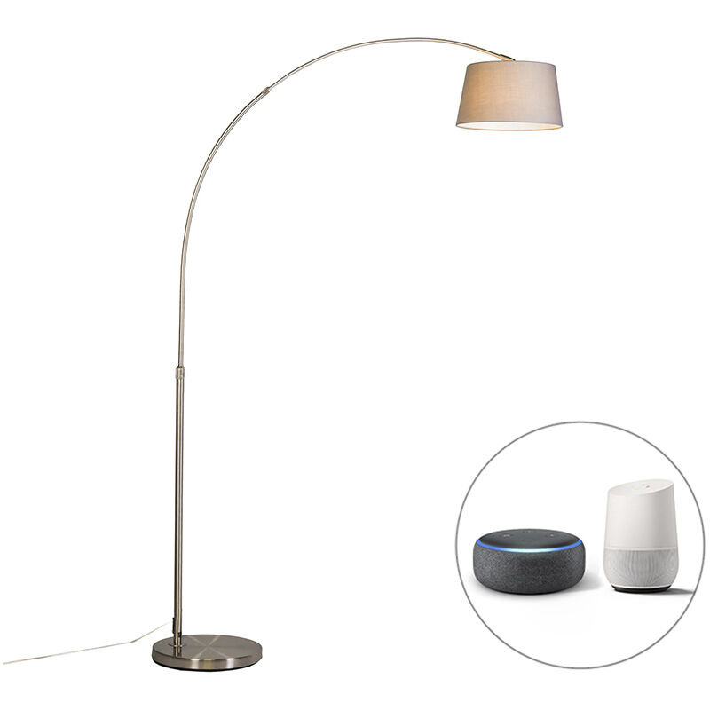 Smart arc lamp steel shade gray incl. WiFi A60 - Arc Basic