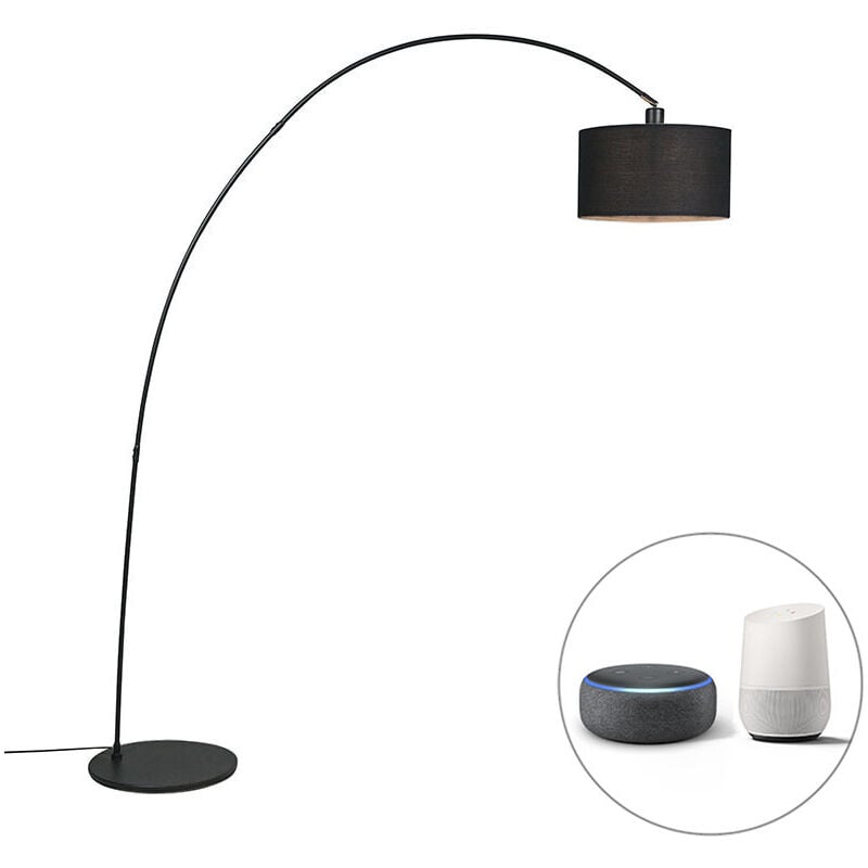 Qazqa - Smart modern arc lamp black incl. WiFi G96 - Vinossa