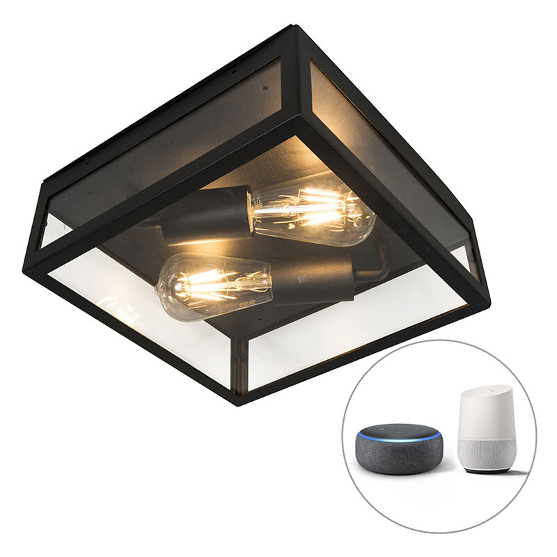 Industrial smart outdoor ceiling lamp black incl. 2 WiFi ST64 - Rotterdam