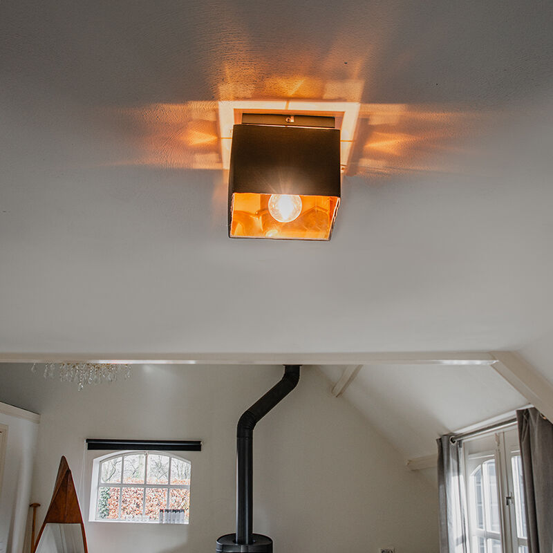 Qazqa Smart Ceiling Light Black With Gold Incl. Wifi P45 - Vt