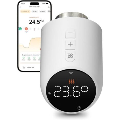 Smart Connected Thermostatic Radiator Valve, WiFi-Controlled Thermostatic Radiator Valve, Programmable Radiator Thermostat Compatible with Tuya/Smart Life App, Alexa/Google Home