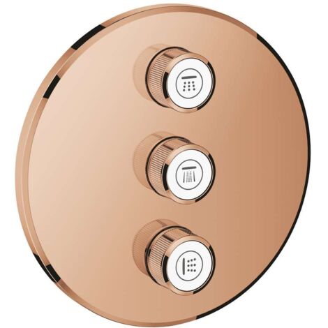 Smart Control triplo rubinetto a parete 29122 FMS tondo oro rosa brillante