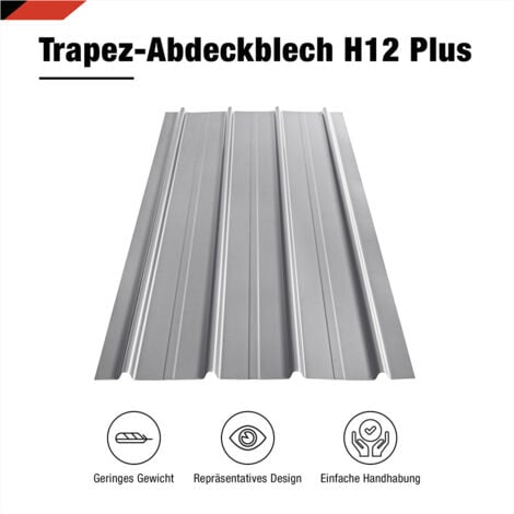 BRAVO THE SMART SOLUTION SMART Cover Set H12 Plus, 12 x Trapez-Abdeckblech 125 x 45 cm 6,75 m² Stärke 0,3 mm inkl. Schrauben Grau