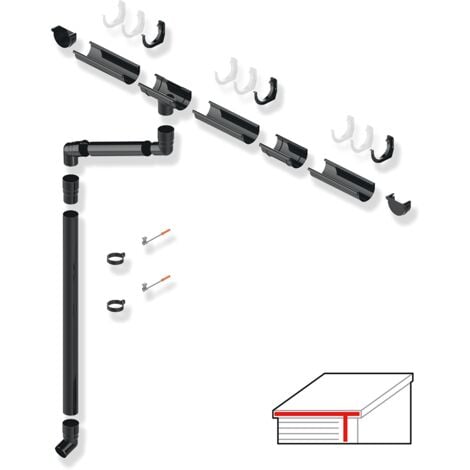 BRAVO THE SMART SOLUTION SMART Dachrinnen-Set PVC, 25-teilig, 100/63 mm für 4 m Dachlänge grau