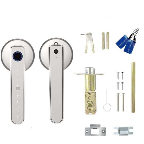 Smart Fingerprint Door Lock with 2 Mechanical Keys and 2 IC Cards,Tuya App Unlock,White